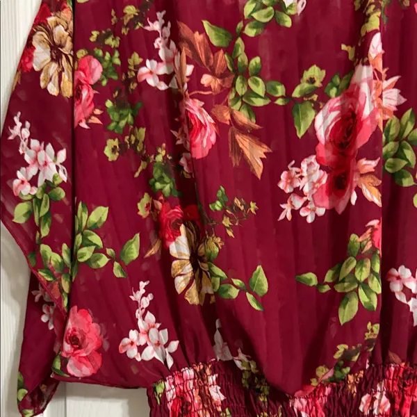 Love J Burgundy Floral Blouse - Image 2