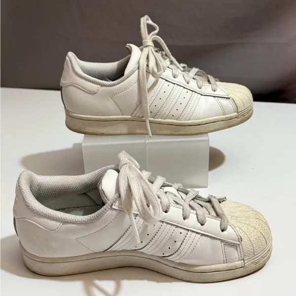 Adidas Superstar white sneakers, size 5 - Image 2