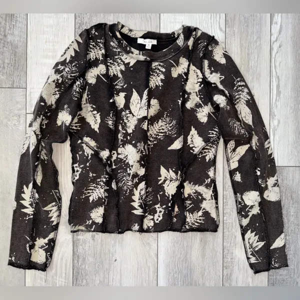Oli & Hali Bohemian Cotton Ribbed Foliage Washed Brown Long Sleeve size medium - Image 10