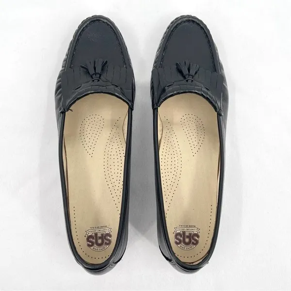 SAS Softie Black Leather Tassle and Kiltie Slip On Loafers 0073-013 Size 10 N - Image 6