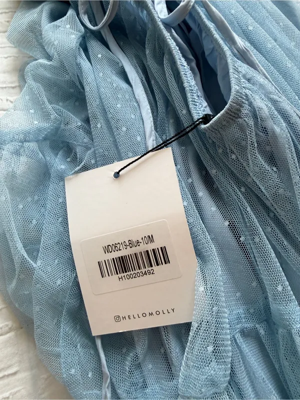 Hello Molly Feature Me Tulle Midi Dress Baby Blue NEW Medium - Image 7