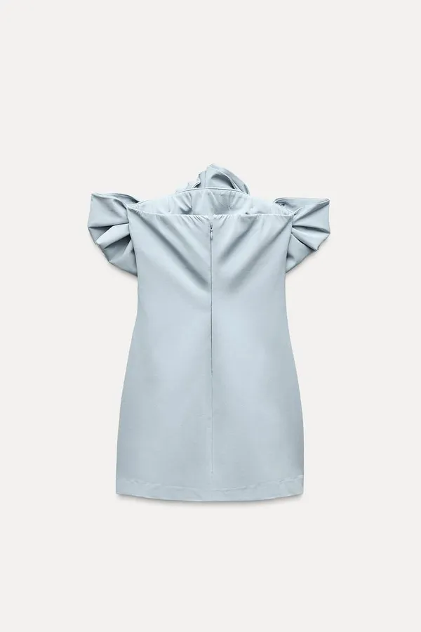 ZARA dress mini bow baby blue fitted bodycon party wedding - Image 16