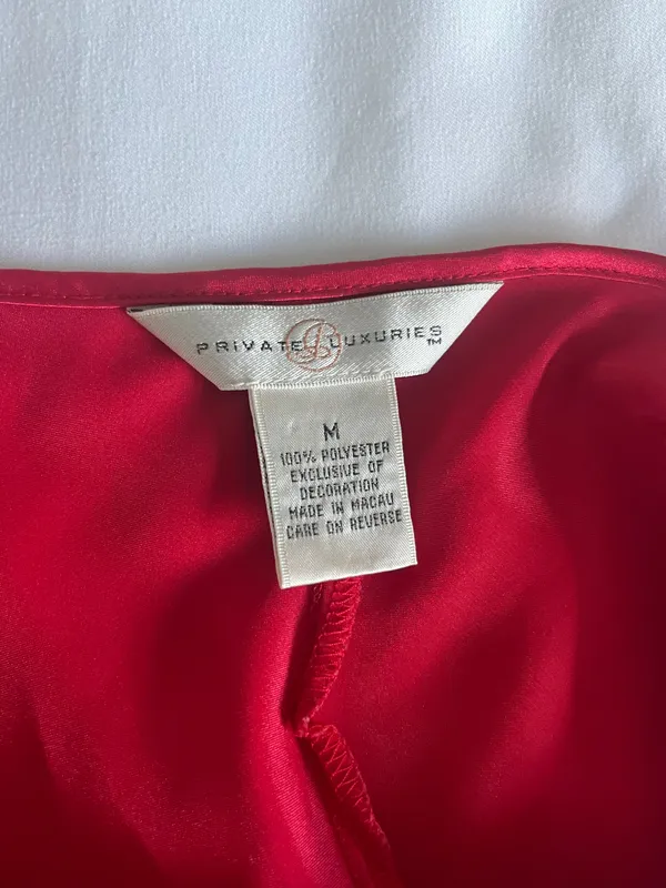 Red Satin Lace Dress Size M - Image 6