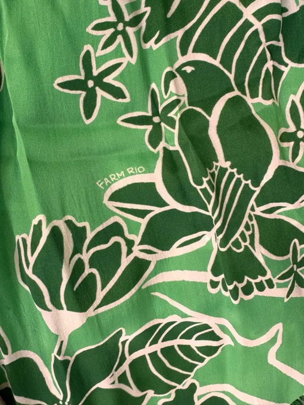 FARM Rio Tropical Green One-Shoulder Ruffle Midi Dress Size XS - Image 7