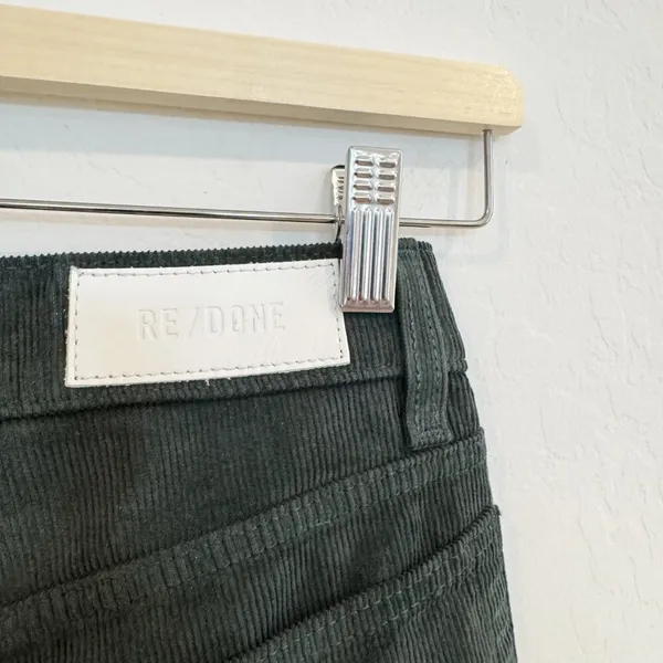 ReDone‎ 70s Loose Flare Pants Size 24 Green Corduroy Trouser Earthy Forest Fairy - Image 8