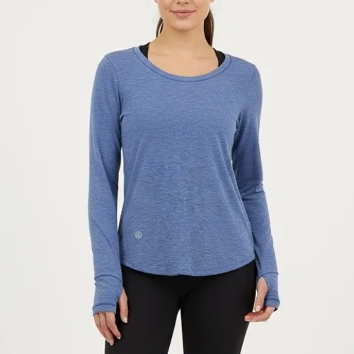 Lululemon Blue‎ Heathered Long Sleeve Top Open Back Athletic Yoga Size 4 - Image 3