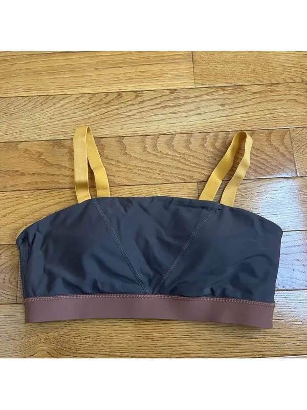 Cotton On Body Straight Up Longline Sports Bra - Graphite Grey & Golden Yellow M - Image 3