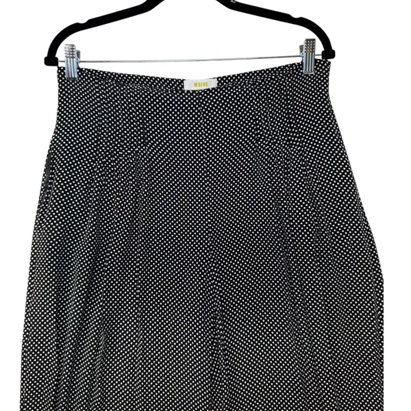 Maeve Anthropologie Polka Dot Wide Leg Pants Black White High Rise‎ Size 10 - Image 3