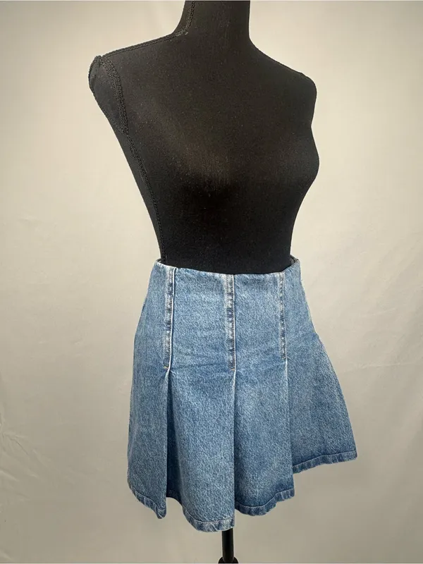 Denim Mini Skirt Pleated H&M Blue - Image 5