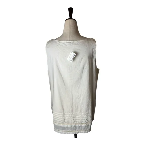 Lilla P Tank Top Women Large White Cotton Lace Double‎ Layer Shell NWT Boho - Image 2