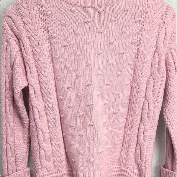 1. State Cable Knit Baby Pink Slim Turtleneck Sweater Size XXS‎ - Image 3