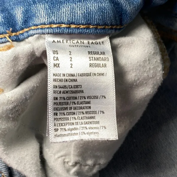 American Eagle Skinny Jeans Womens Sz 2 Light Wash Ripped Distressed EUC Stretch - Image 7