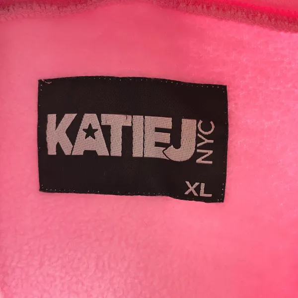 KATIE NYC Pink Zip Up‎ Hoodie Sweatshirt XL Cozy Fleece Lined Casual Streetwear - Image 3