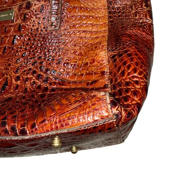 Brahmin Tote Bag Women Large Pecan Brown Fair Croc Embossed Leather Shoulder Bag - Image 3