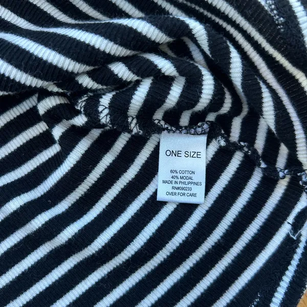 Brandy‎ Melville Black White Striped Ribbed Knit Short Sleeve T-Shirt Dress OS - Image 7