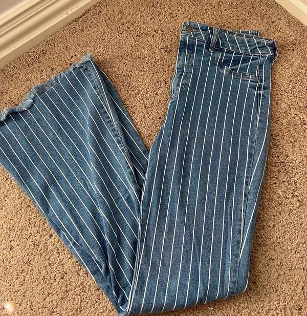 Cello Pinstripe Flare Jeans - Image 2