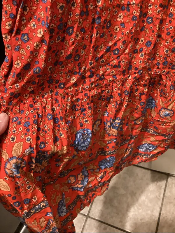Women's Red Floral Tiered Maxi Skirt - Lightweight Boho Style - Image 4