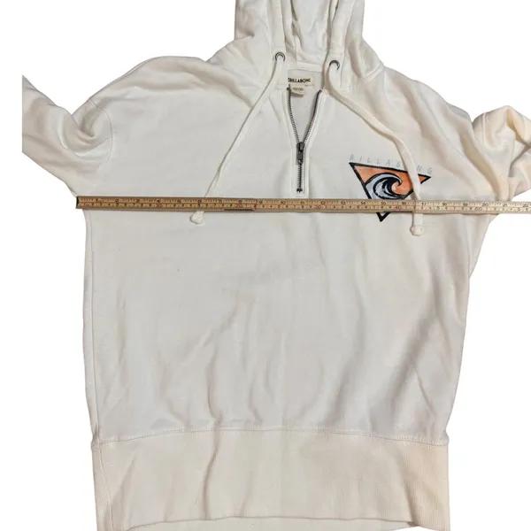Billabong Womens Quarter Zip Hoodie White Graphic Nothing But Waves Surf S‎ - Image 7
