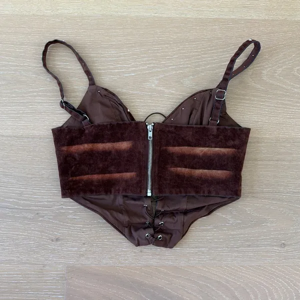 Outcast Clothing Pyra Corset Top Size M in Rust Brown - Image 3