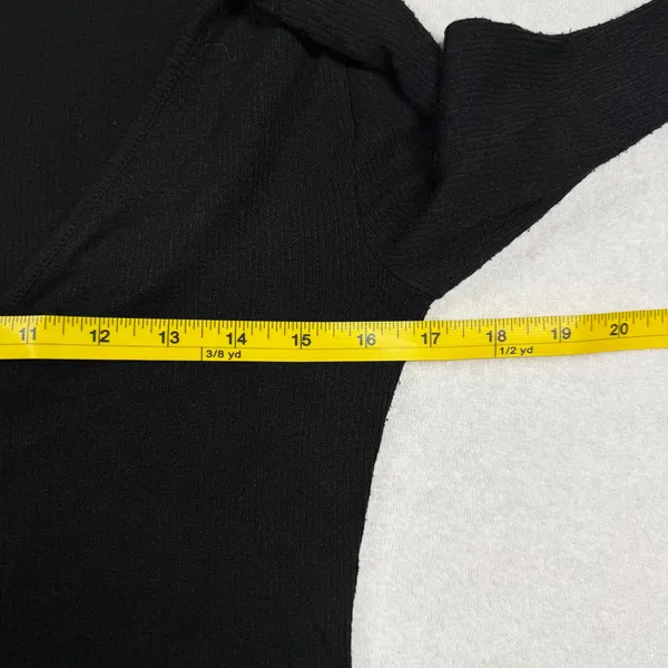Free People Intimately Black Ribbed Long Sleeve Henley Top Size XS - Image 6