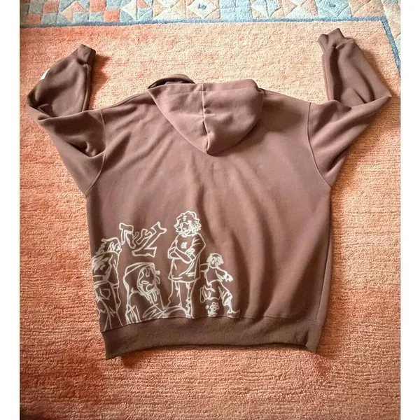 BORFEND Brown Graphic Hoodie Oversized Unisex Size M - Image 6