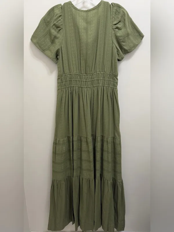 Anthropologie NWT Somerset Tiered Maxi Dress Pockets in Moss Green Size XS NEW - Image 5