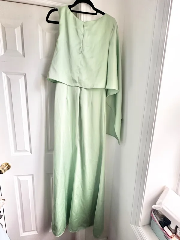 Katie May Drifter Satin Cape Gown Mint Green - Image 6