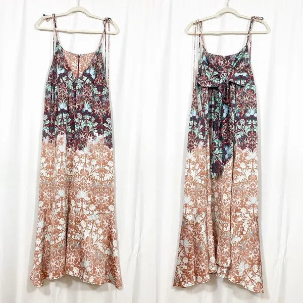 Free People Sun Bleached Maxi Dress Boho Bohemian Floral Chocolate Combo - Image 3