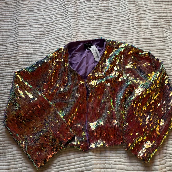 Nasty Gal Iridescent Sequin Jacket - Image 5