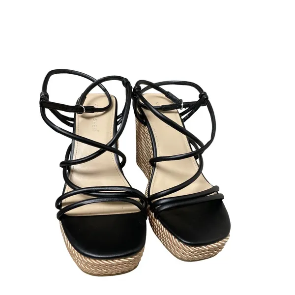 Marc Fisher Women's Black Strappy Wedge 4" Heels Size 8M-SKU 1934 - Image 4