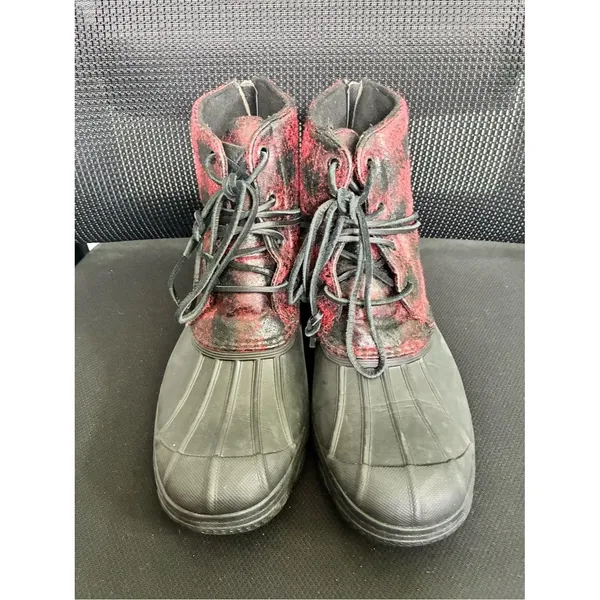 Sperry Top-Sider Saltwater Duck Rain Boots Women's Size 9 Red Black Plaid - Image 2