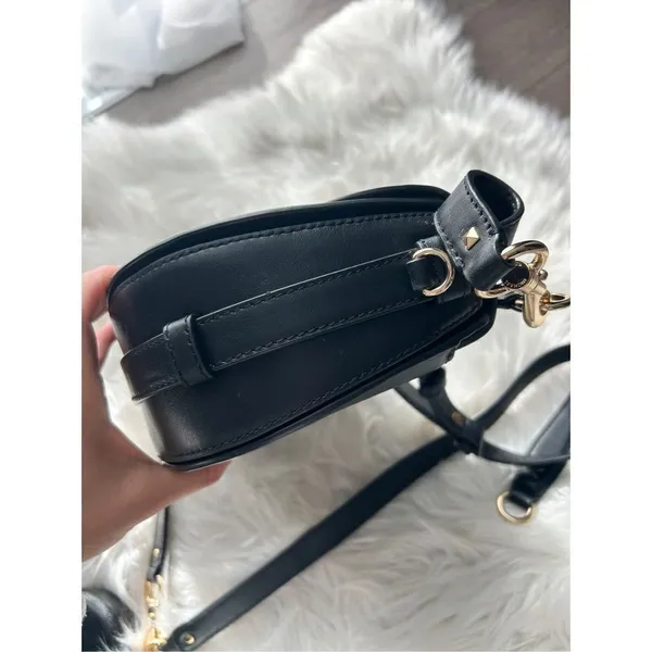 Michael Kors Cary Leather Saddle Crossbody bag Magnetic flap closure bag black h - Image 7