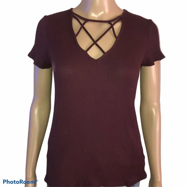 American Eagle  soft & sexy ribbed knit caged tee - Image 2