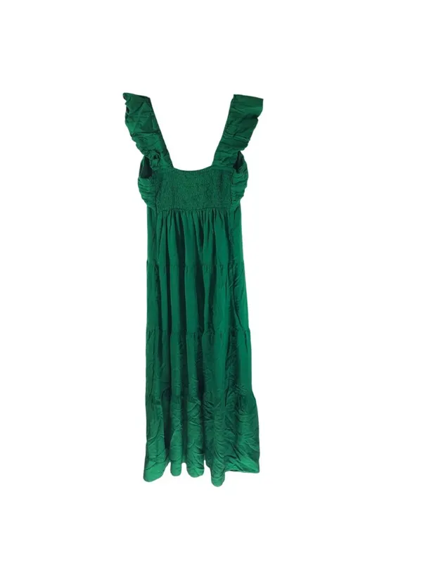 Jason Wu Maxi Dress FLAW-TEAR Linen Blend Tiered Ruffle Sleeveless Green XS - Image 3