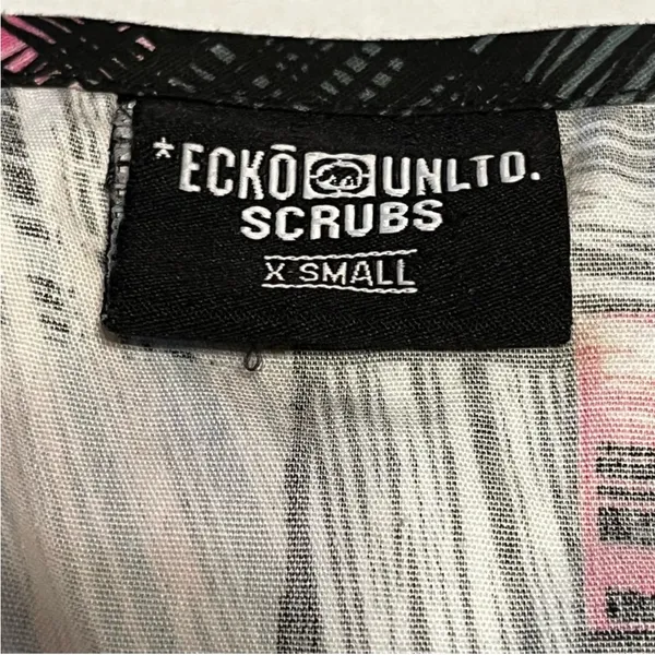ECKO Unltd. Womens Size XS Pink‎ Tic Tac Scrub Top Medical Healthcare Dental NEW - Image 2