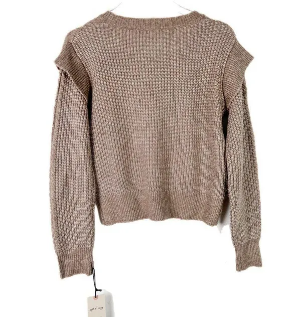 NWT Ruffle Shoulder Crewneck Sweater Oatmeal Size Small S NEW - Image 8