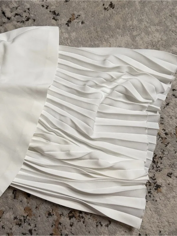 Zara White Sleeveless Double-Breasted Pleated Midi Dress - Image 5