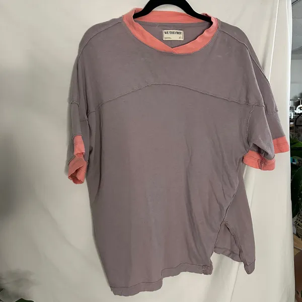 Free People Avery Crew Neck Short Sleeve Knit Tee Purple Pink Size XS - Image 5