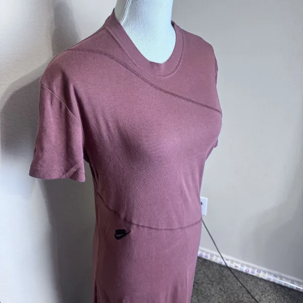 Nike Sportswear Essential Swoosh Bodycon Midi Dress Brown Womens Sz L Athleisure - Image 2