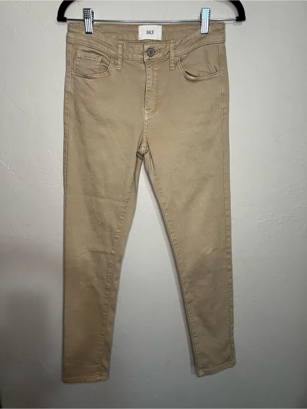 BKE Buckle Cream Skinny‎ Chino Pants Mid Rise Stretch Casual Neutral Jeans - Image 2