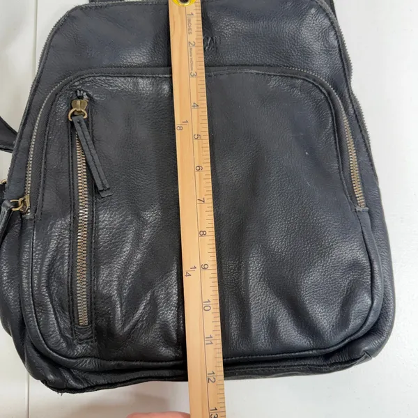 American Leather Co Small Backpack Black Pebbled Leather Travel Bag Minimalist - Image 11