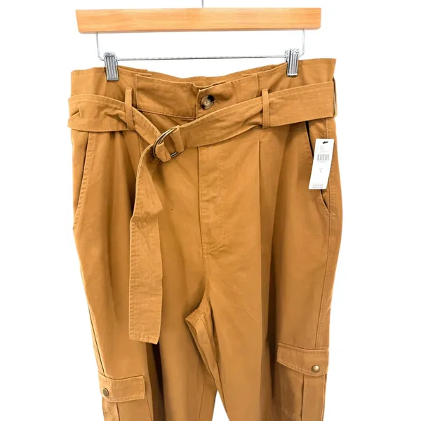 Anthropologie Jessy‎ B Cedar Brown Paperbag Waist Cargo Pants Large NWT Casual - Image 3
