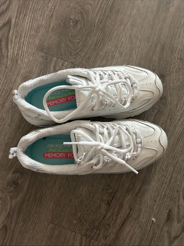 Skechers White Women's Lace-Up Chunky Sneakers - Image 2