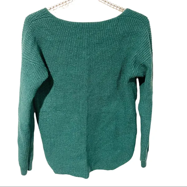 Aritzia Wilfred Size Medium Grey‎ Wool V Neck Long Sleeve Sweater - Image 5