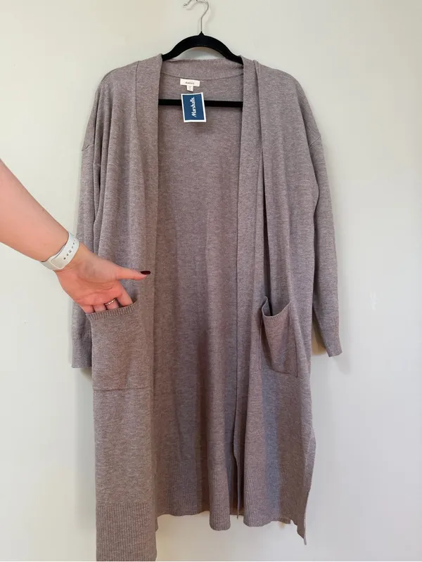 Debut Taupe Long Open Cardigan Sweater NWT - Image 4