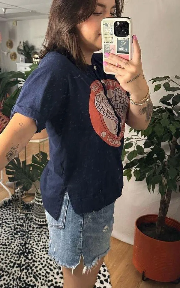 Free People Movement Tennis Club Henley Graphic Tee Navy - Image 3
