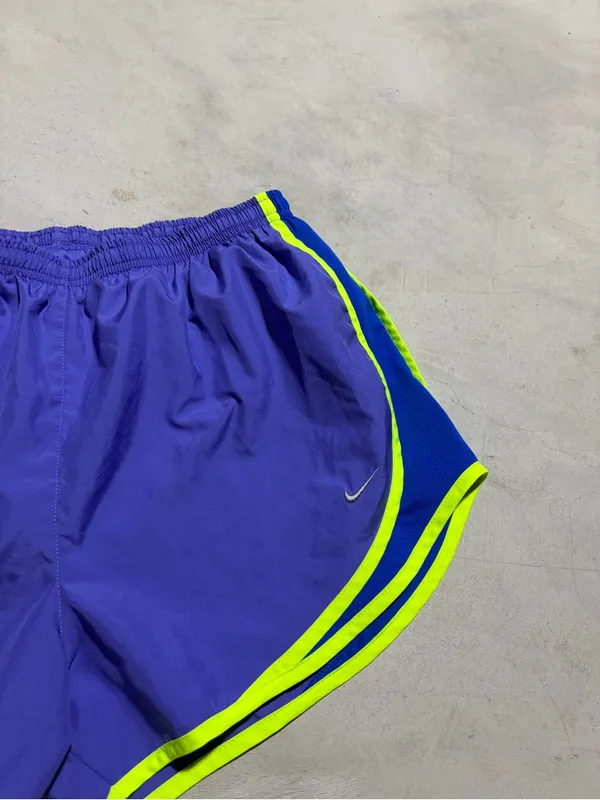 Nike Women's Purple and blue Running Shorts with Neon Trim large - Image 5