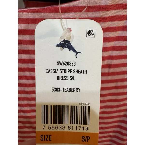 Tommy Bahama Cassia Red Pink Striped‎ Sleeveless Keyhole Back Shift Dress - Image 6