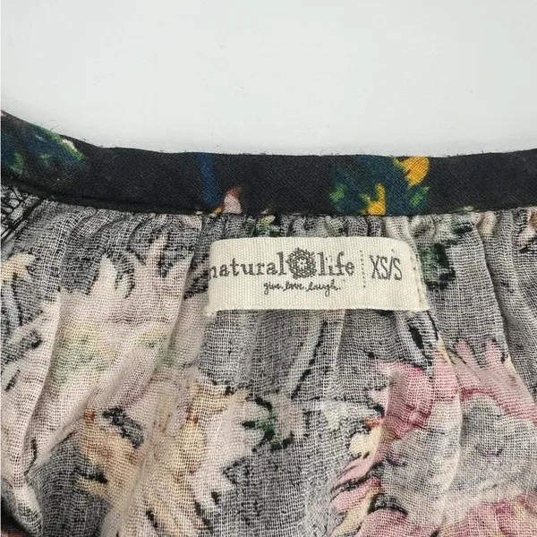 Natural Life Sienna Cotton Gauze Mini Floral Black‎ Dress XS/S - Image 6
