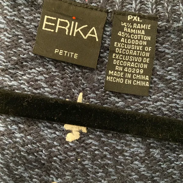 VTG Erika Size PXL Christmas Cardigan Sweater Zip Front Snowman Winter Cotton - Image 11